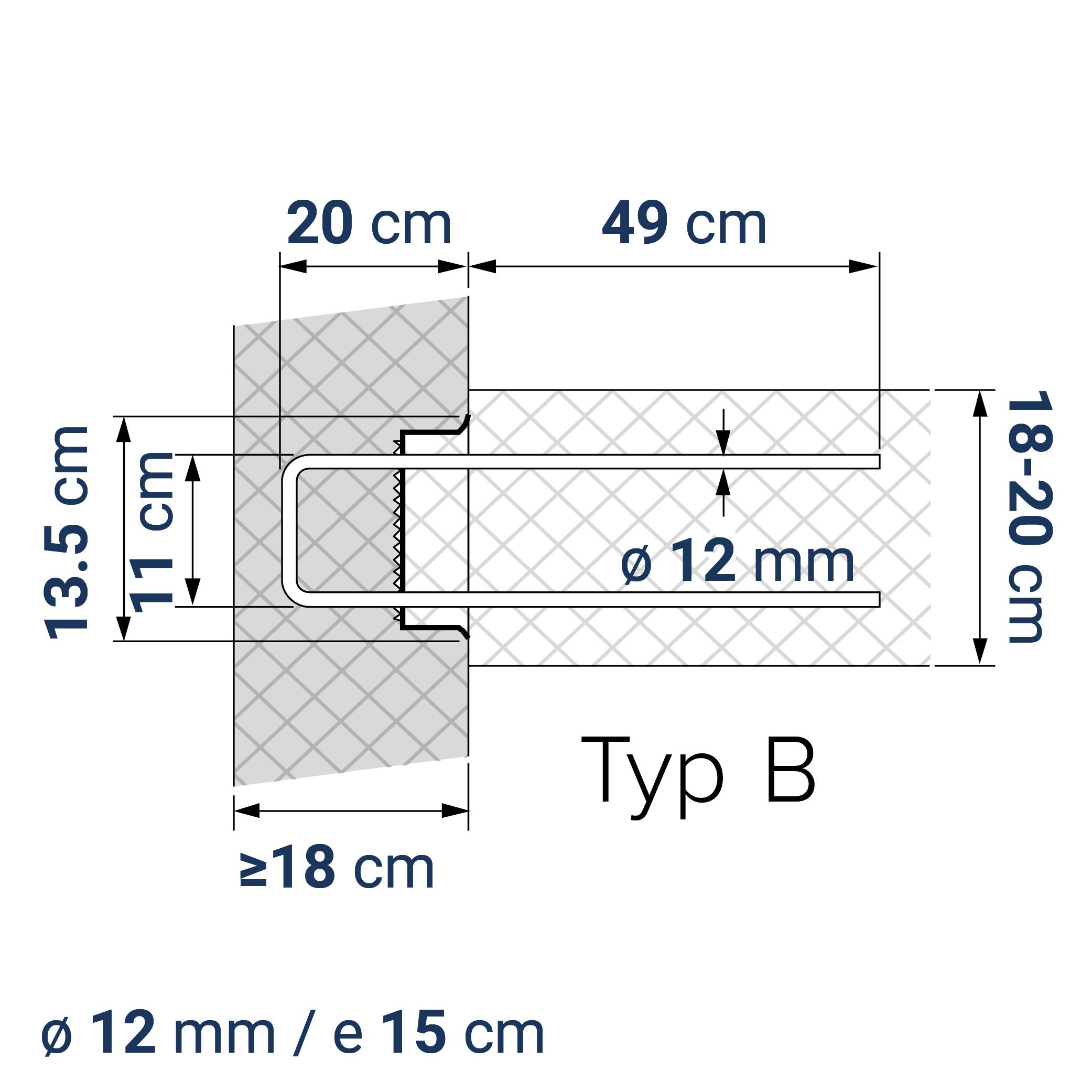A400110148  BE-BOX® Bewehrungsbox Position Q / L 148 | B-05-12/15-h20-lb49 | 125 cm | 10.69 kg/m